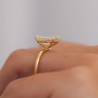 Classic Emerald Solitaire Engagement Ring | Lab Grown Diamond | 14K Yellow Gold Elegant Bridal Ring
