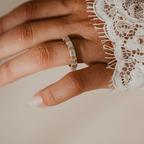 Emerald 5 Stone Wedding Band | Lab Grown Diamond | 14K Yellow Gold Five Stone Ring