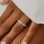 Emerald 5 Stone Wedding Band | Lab Grown Diamond | 14K Yellow Gold Five Stone Ring