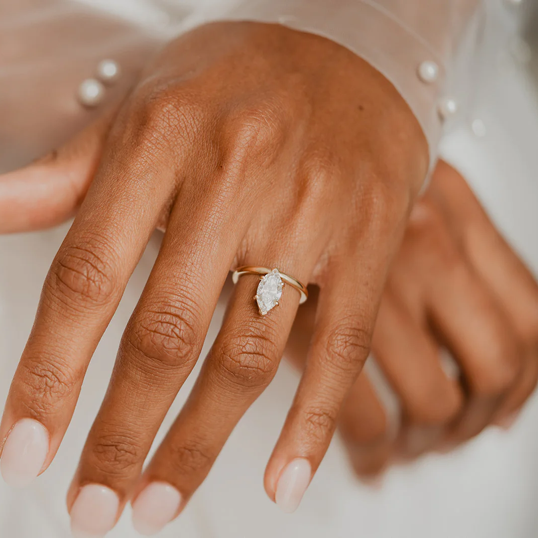 Marquise Solitaire Engagement Ring | Lab Grown Diamond | 14K Yellow Gold Classic Bridal Ring