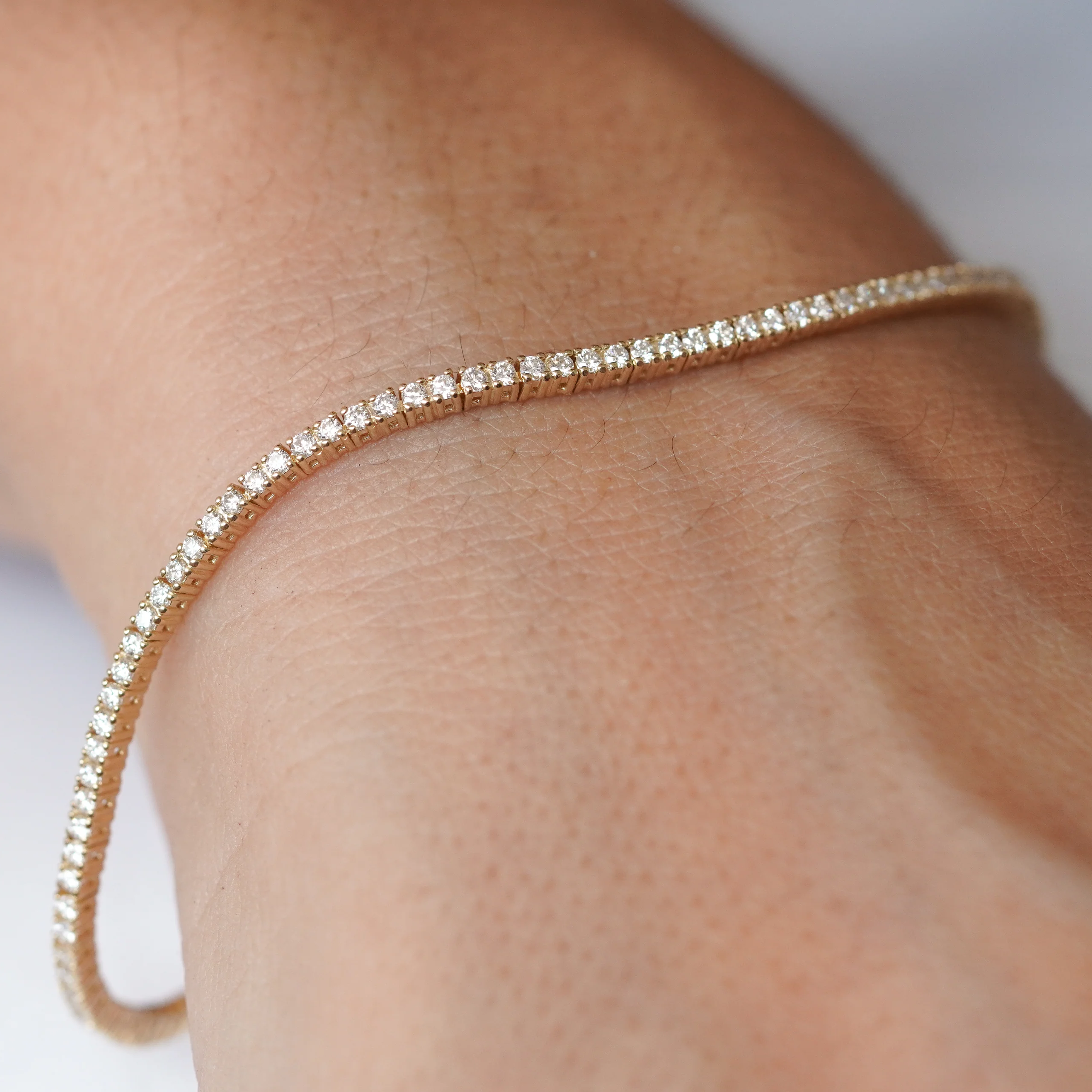 Modern Round Tennis Bracelet | Lab Grown Diamond | 14K Yellow Gold Everyday Luxury