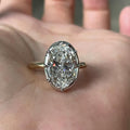 Modern Oval Bezel Prong Engagement Ring | Lab Grown Diamond | 14K Yellow Gold Timeless Jewelry
