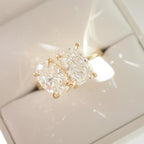 Toi et Moi Oval & Radiant Engagement Ring | Lab Grown Diamond | 14K Yellow Gold Modern Two Stone Ring