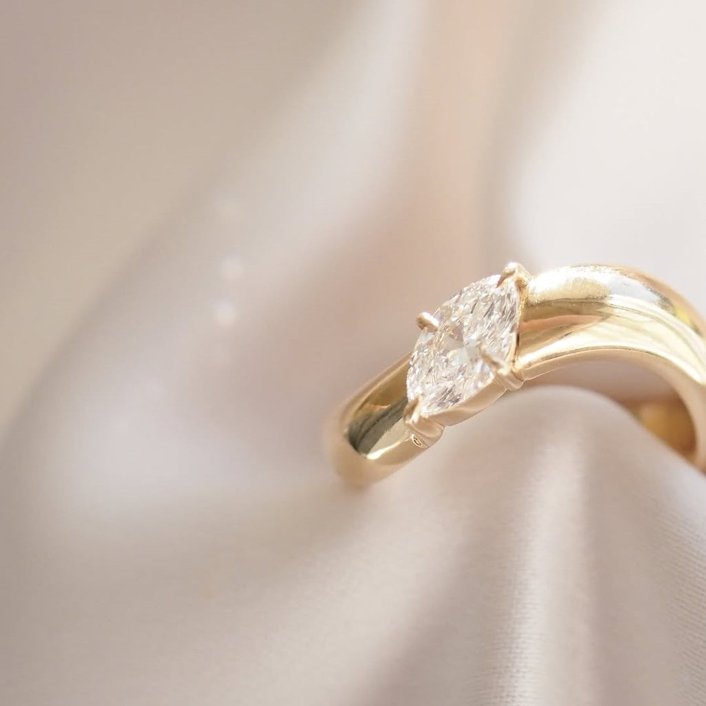 Classic Marquise Signature Engagement Ring | Lab Grown Diamond | 14K Yellow Gold Solitaire Design