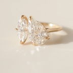 Pear and Marquise Toi et Moi Engagement Ring | Lab Grown Diamond | 14K Yellow Gold Modern Two Stone Design
