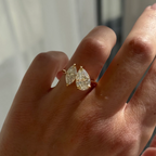 Pear and Marquise Toi et Moi Engagement Ring | Lab Grown Diamond | 14K Yellow Gold Modern Two Stone Design