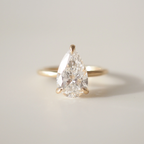 Solitaire Engagement Ring Pear | Lab Grown Diamond | 14K Yellow Gold Modern Bridal Ring