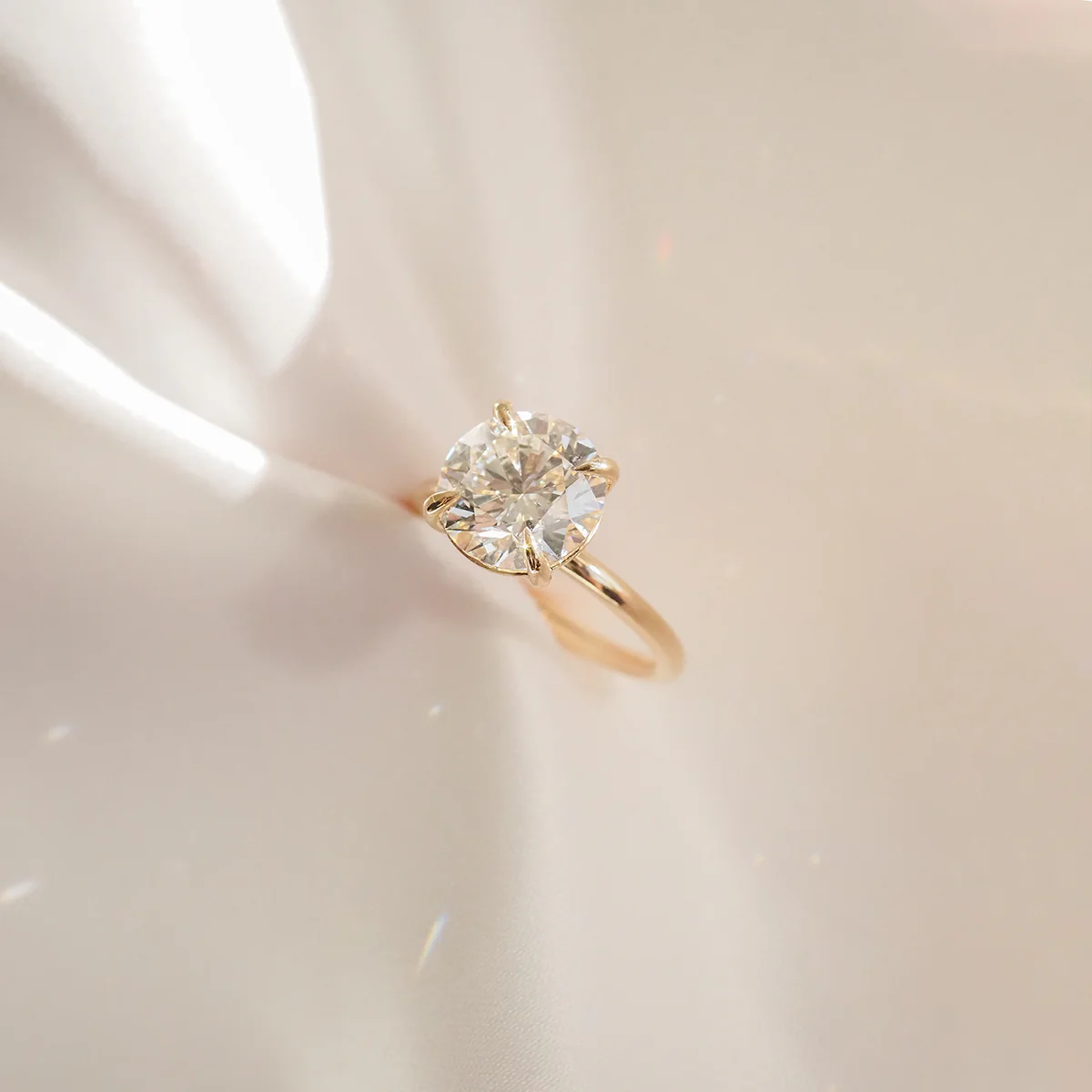 Modern Round Solitaire Engagement Ring | Lab Grown Diamond | 14K Yellow Gold Fine Bridal Jewelry