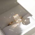 2CT Emerald Cut Lab Grown Diamond Engagement Ring: Half Bezel, IGI Certified Diamond