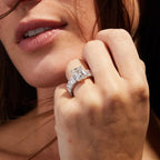 Elegant Emerald Shaped Engagement Ring | Lab Grown Diamond | 14K Yellow Gold Eternity Side Stone Design