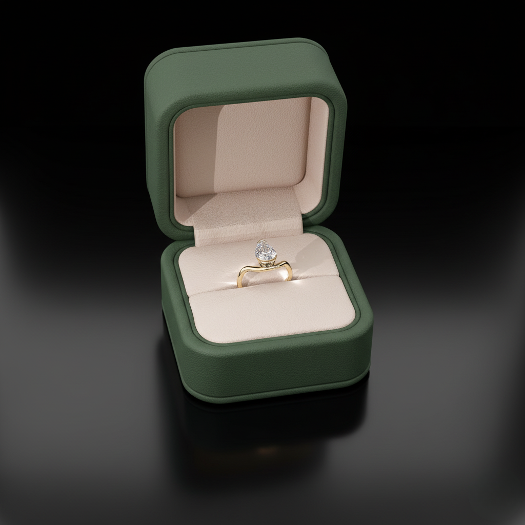 Elegant Twisted Pear Cut Ring | Lab Grown Diamond | 14K Yellow Gold Classic Style