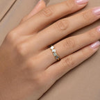 Minimalist Emerald Cut Stackable Ring | Lab Grown Diamond | 14K Yellow Gold Modern Design