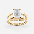 Double Band Ring Emerald Cut | Lab Grown Diamond | 14K Yellow Gold Classic Design