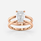 Double Band Ring Emerald Cut | Lab Grown Diamond | 14K Yellow Gold Classic Design