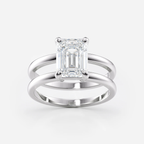 Double Band Ring Emerald Cut | Lab Grown Diamond | 14K Yellow Gold Classic Design