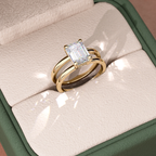 Double Band Ring Emerald Cut | Lab Grown Diamond | 14K Yellow Gold Classic Design
