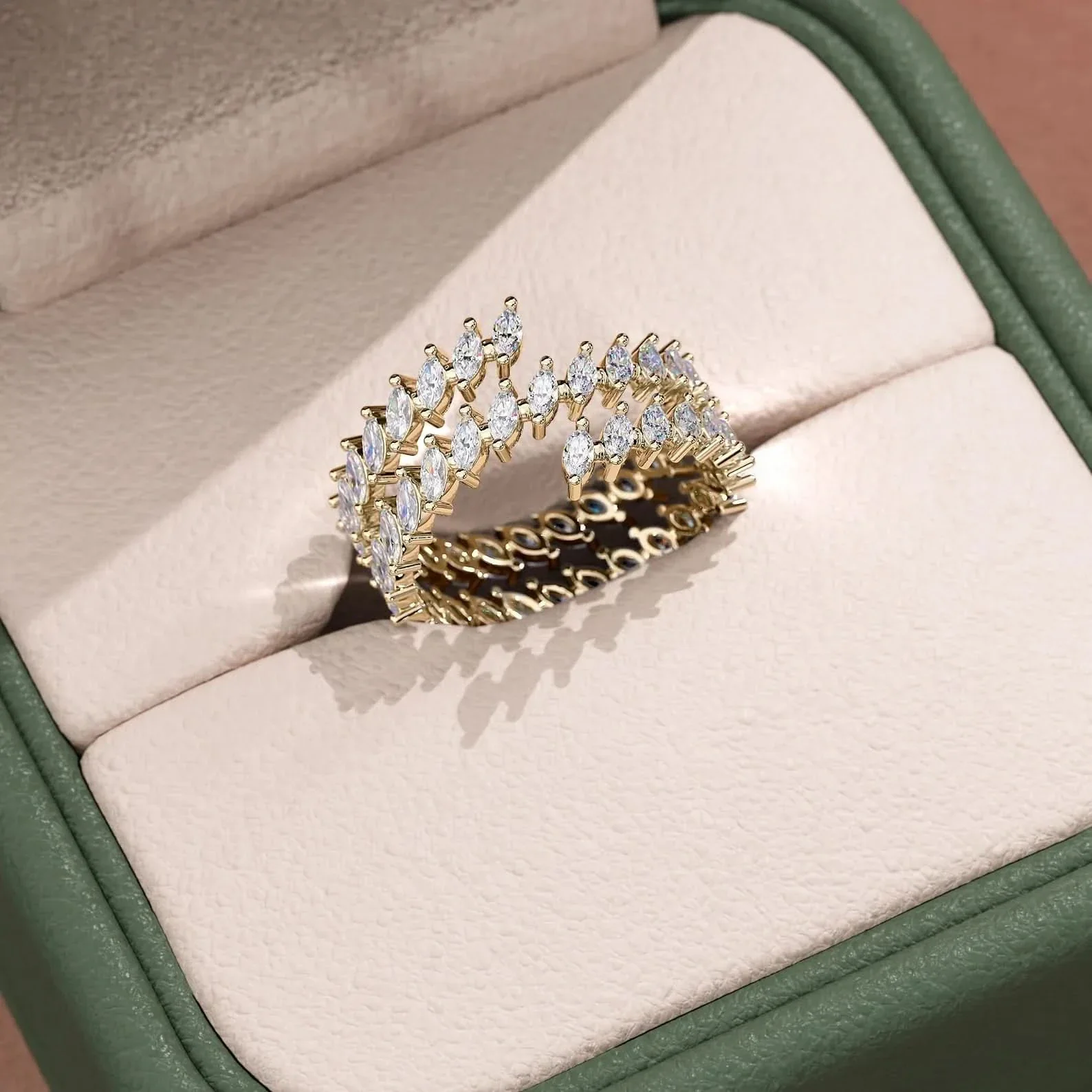 Marquise Wrap Around Ring | Lab Grown Diamond | 14K Yellow Gold Contemporary Look