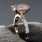 Vintage Art Deco Emerald Cut Lab Grown Diamond Ring – Solid 14K Gold
