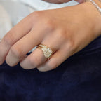 Modern Emerald Bezel Bar Set 5 Stone Ring | Lab Grown Diamond | 14K Yellow Gold