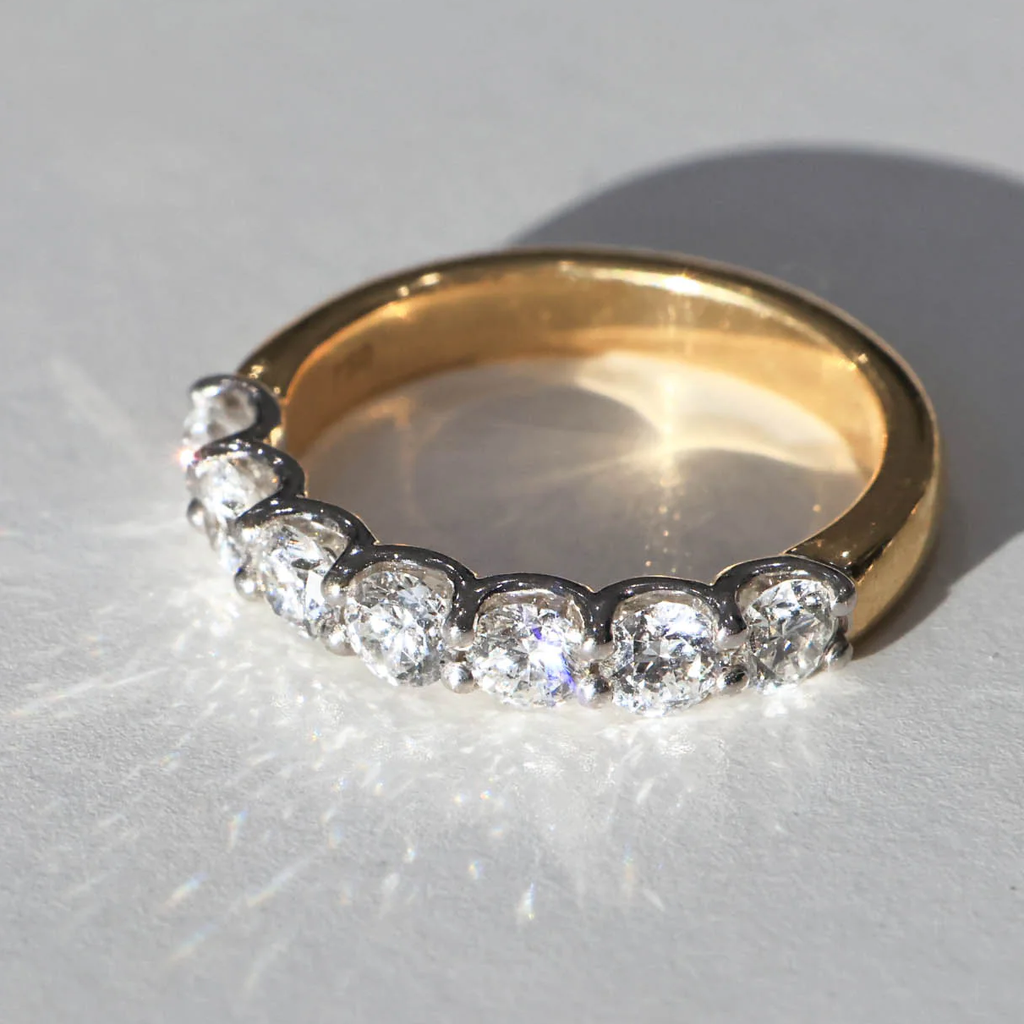 Elegant Round Lab Grown Diamond Seven Stone Wedding Band in Solid 14K Gold