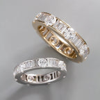 Lab Grown Diamond Eternity Band: 14K Gold Alternating Round & Baguette Anniversary Ring