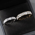 Lab Grown Diamond Eternity Band: 14K Gold Alternating Round & Baguette Anniversary Ring