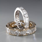 Lab Grown Diamond Eternity Band: 14K Gold Alternating Round & Baguette Anniversary Ring