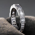 Lab Grown Diamond Eternity Band: 14K Gold Alternating Round & Baguette Anniversary Ring