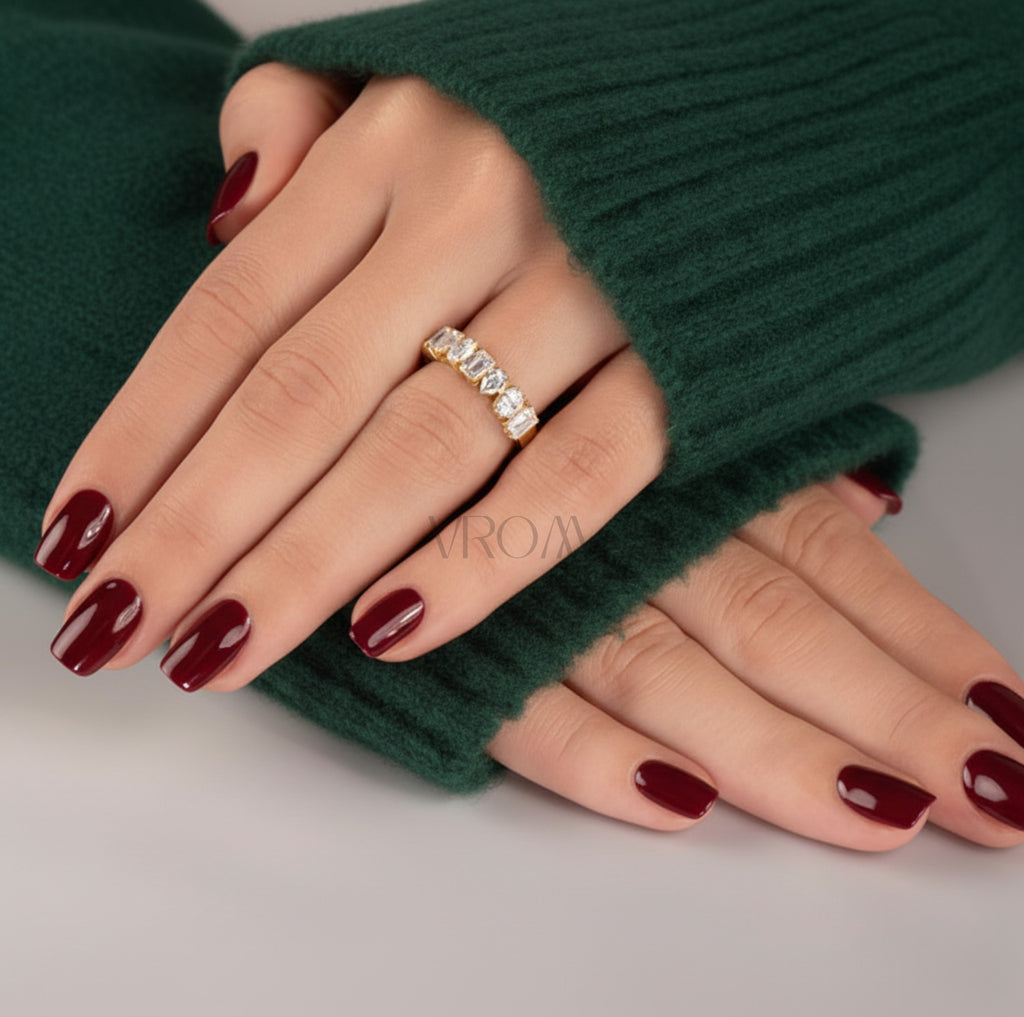 Multi Shape Half Eternity Band | Lab Grown Diamond | 14K Yellow Gold