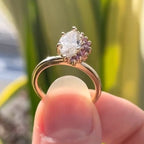 Marquise Lab Grown Diamond & Pink Sapphire Two Stone Ring in 14K or 18K Gold