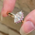 Marquise Lab Grown Diamond & Pink Sapphire Two Stone Ring in 14K or 18K Gold