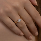 Modern Pear Cut East West Ring | Lab Grown Diamond | 14K Yellow Gold Sleek Style