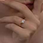 Modern Oval Cut East West Ring | Lab Grown Diamond | 14K Yellow Gold Sleek Style