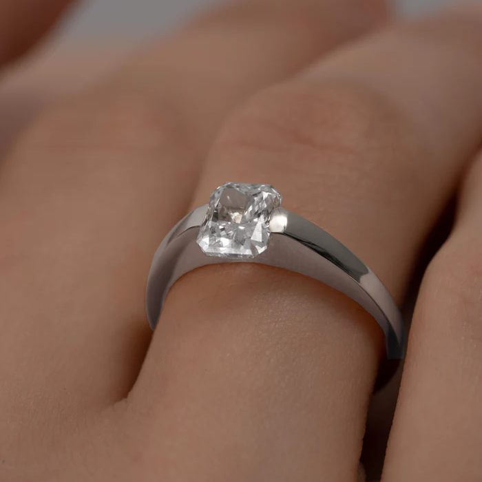 Modern Radiant Cut Ring | Lab Grown Diamond | 14K Yellow Gold Minimal Sleek Design