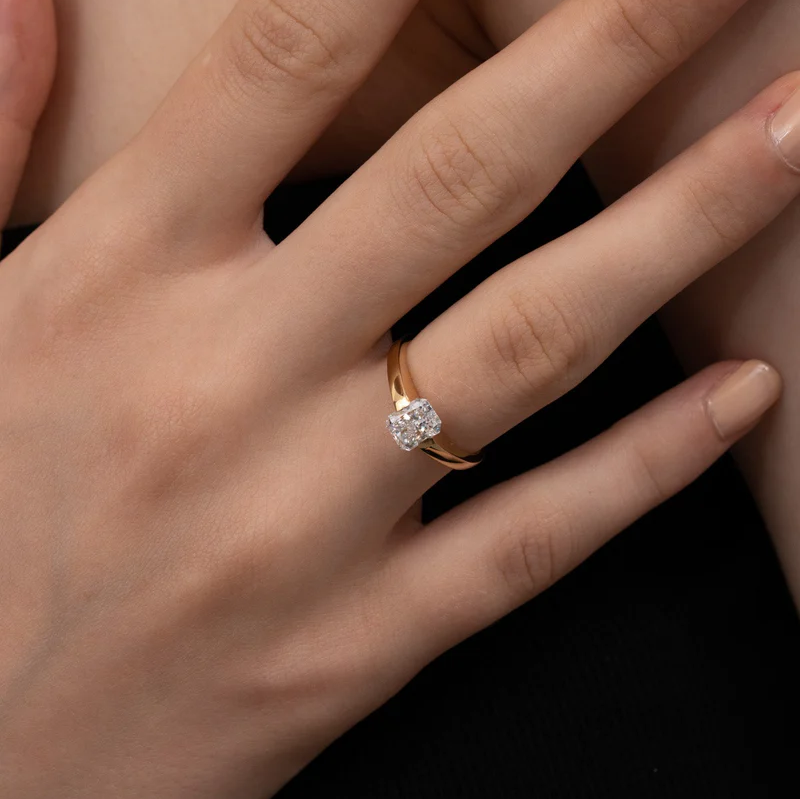 Modern Radiant Cut Ring | Lab Grown Diamond | 14K Yellow Gold Minimal Sleek Design
