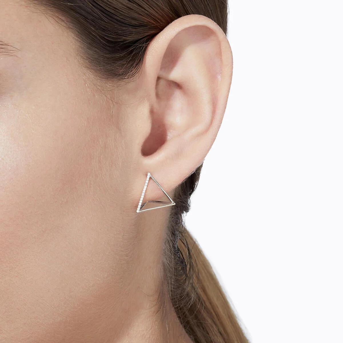 Triangle Pyramid Earrings Contemporary Style | Lab Grown Diamond | 14K Yellow Gold