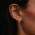 Marquise & Pear Cut Lab Grown Diamond Two Stone Earrings in Solid 14K Gold