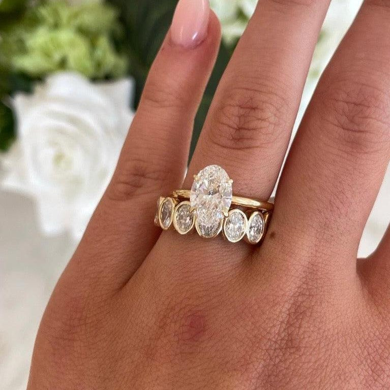 Seven Stone Oval Lab Grown Diamond Anniversary Band in Solid 14K Gold