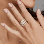 Emerald Cut Lab Grown Diamond East West Bezel Set Wedding Band in Solid 14K Gold