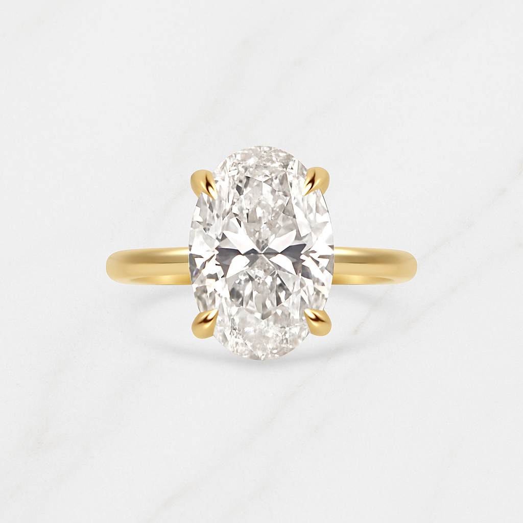 2.5ct Oval Lab Diamond Solitaire Ring - Handmade 14k Gold Anniversary Ring