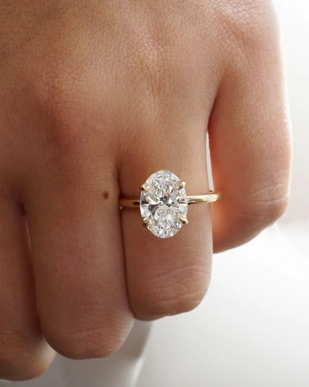 2.5ct Oval Lab Diamond Solitaire Ring - Handmade 14k Gold Anniversary Ring