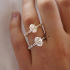 Oval Lab Grown Diamond Engagement Ring with Marquise & Round Halo in Solid 14K Gold