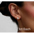 Round Lab Grown Diamond Solitaire Stud Earrings in Solid 14K Gold