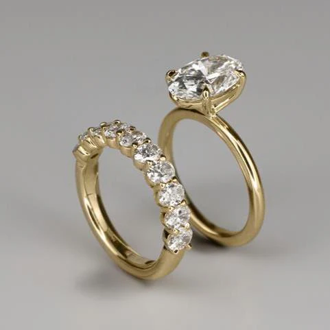 Oval Lab Grown Diamond Anniversary Band in Solid 14K Gold