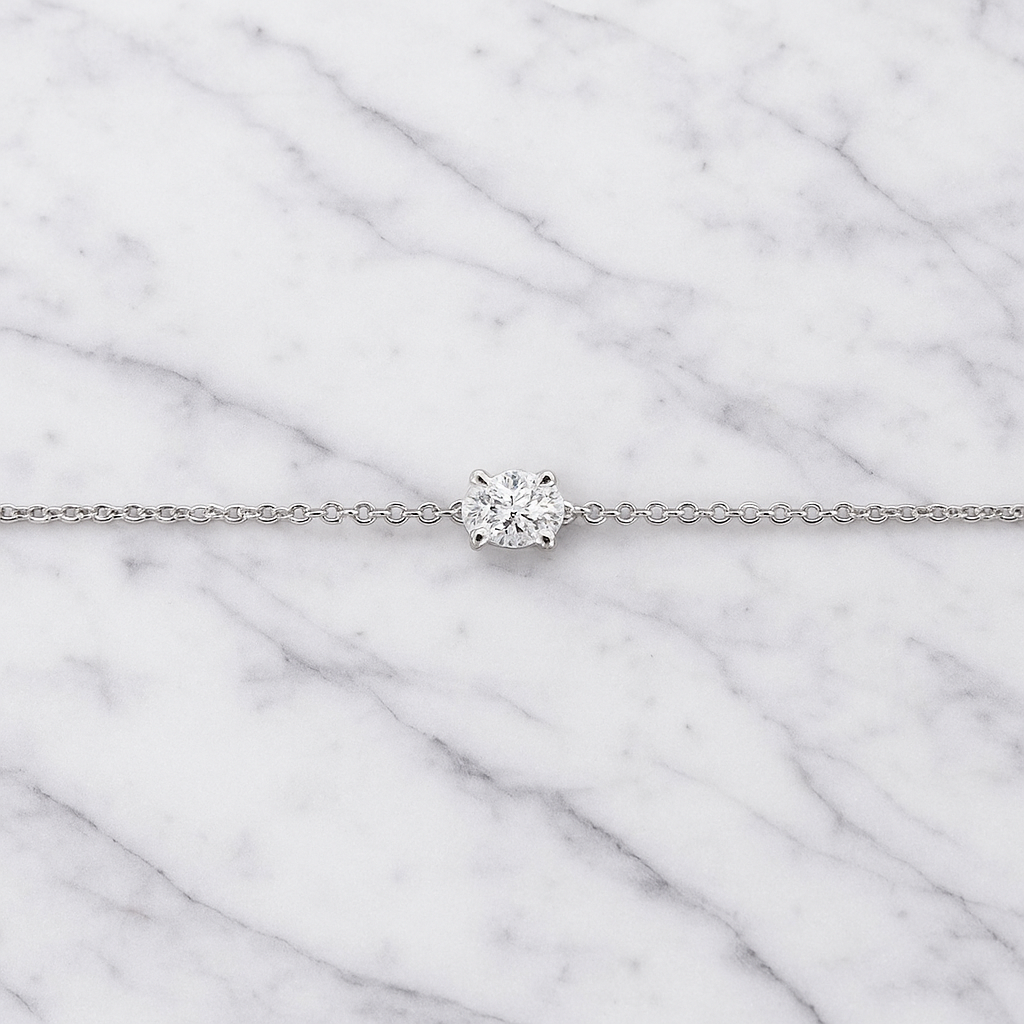 Minimalist Oval Lab Grown Diamond Solitaire Bracelet in Solid 14K Gold