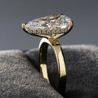 Pear Engagement Ring | Lab Grown Diamond | Hidden Halo | 14K Yellow Gold