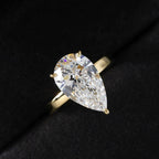 Pear Engagement Ring | Lab Grown Diamond | Hidden Halo | 14K Yellow Gold