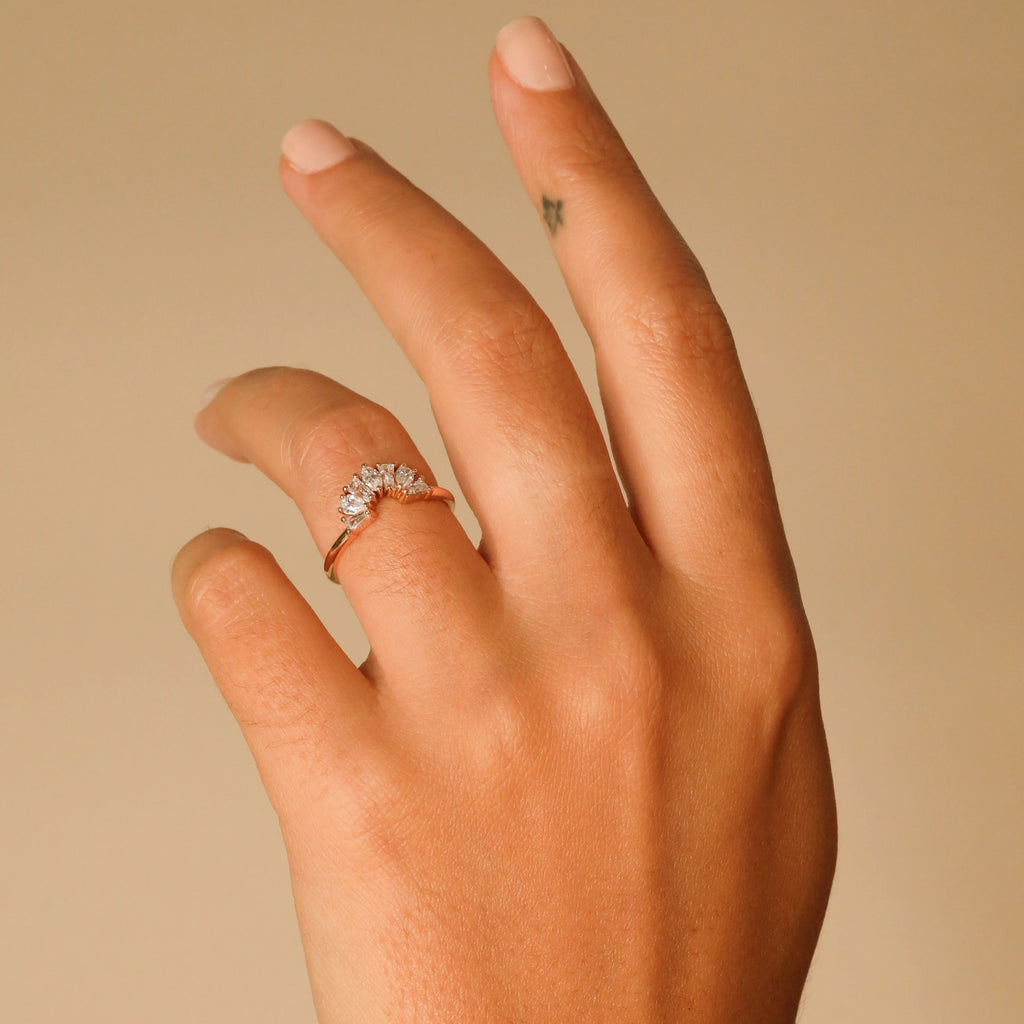 Curved Wedding Band | Lab Grown Diamond | Marquise, Pear & Baguette Stones