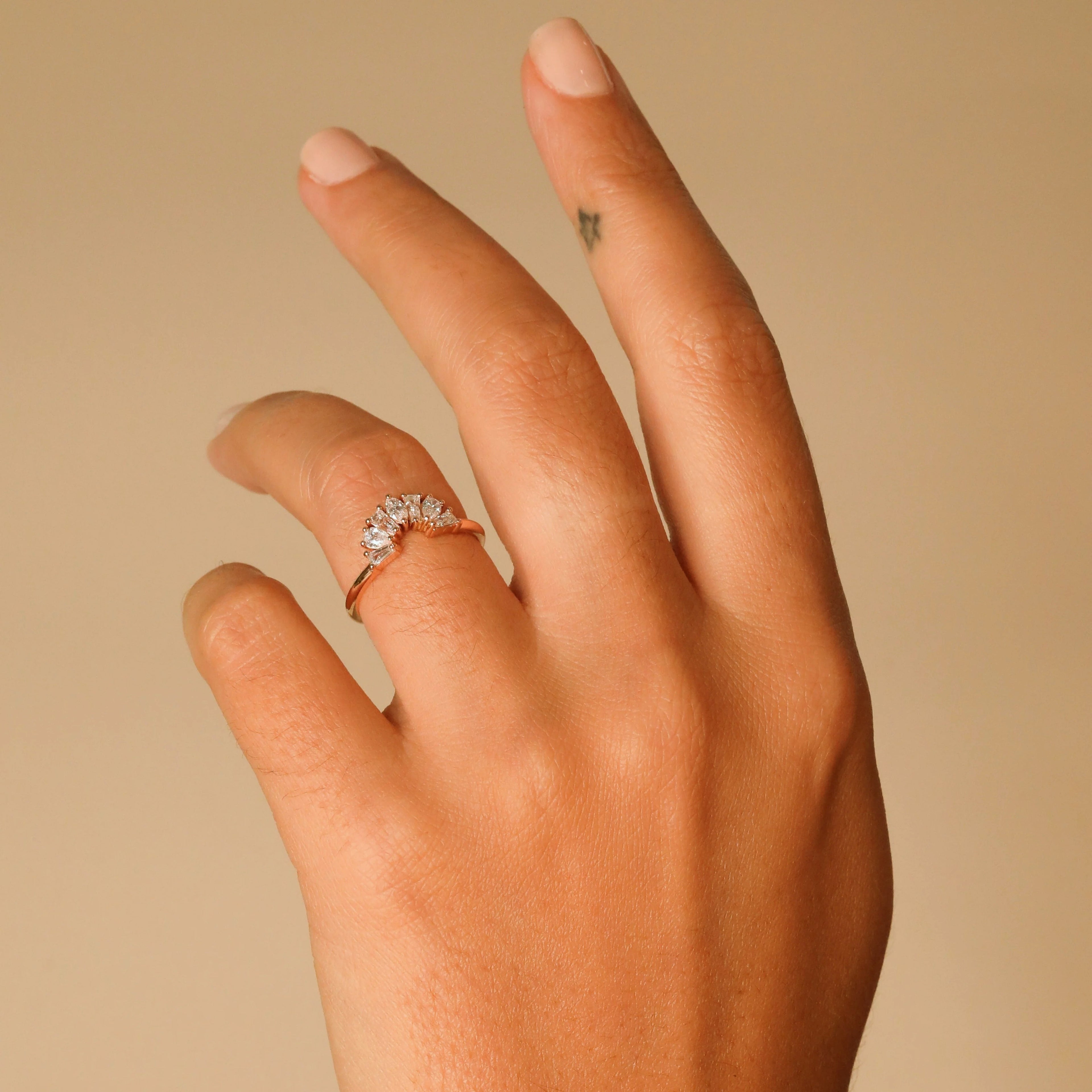 Curved Wedding Band | Lab Grown Diamond | Marquise, Pear & Baguette Stones