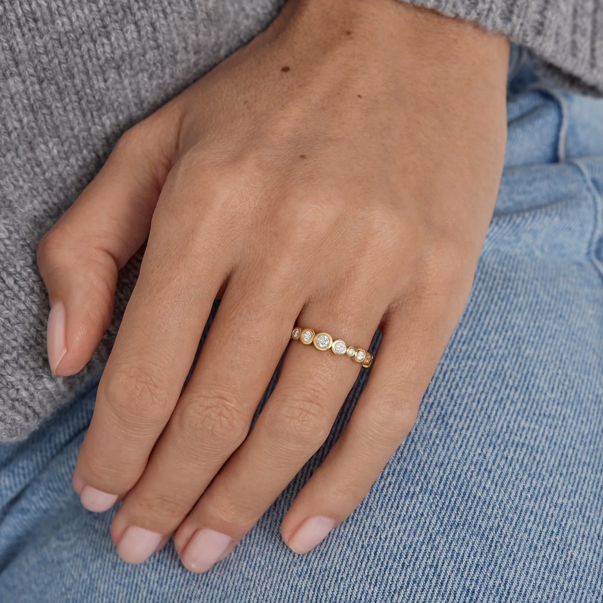 Diamond Eternity Ring | Lab Grown | Bezel Set | 14K Gold Stacking Band